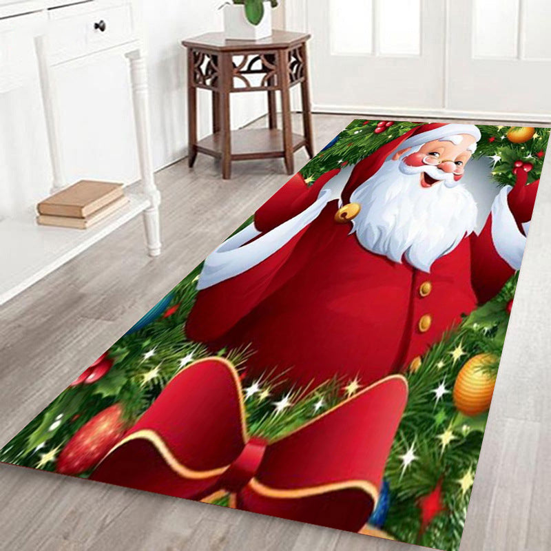 White Modern Carpet Polyester Santa Claus Carpet Non-Slip Backing Area Carpet for Living Room
