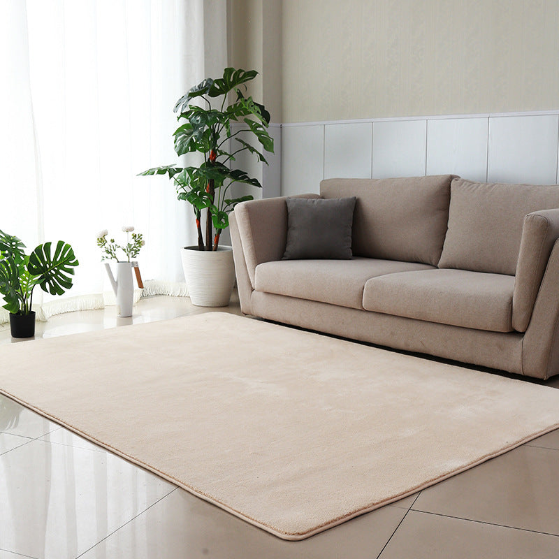 Modern Solid Color Carpet Washable Area Rug Polyster Anti-Slip Area Carpet for Living Room