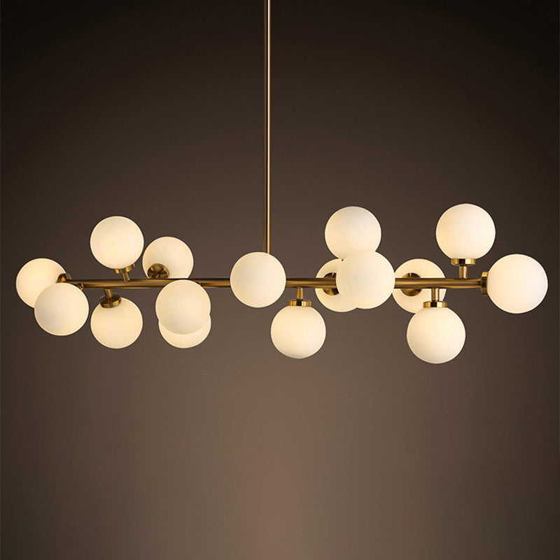 Globe Island Chandelier Lights Modern White Glass Pendant Lighting for Restaurant