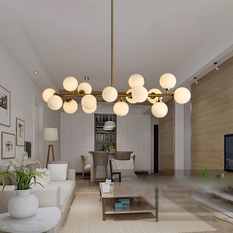 Globe Island Chandelier Lights Modern White Glass Pendant Lighting for Restaurant