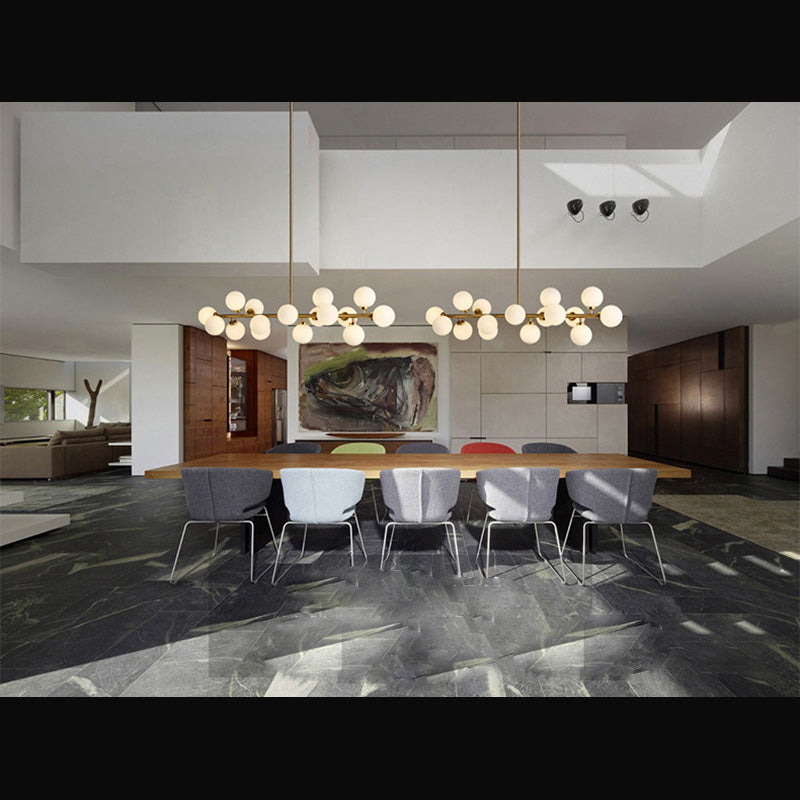 Globe Island Chandelier Lights Modern White Glass Pendant Lighting for Restaurant