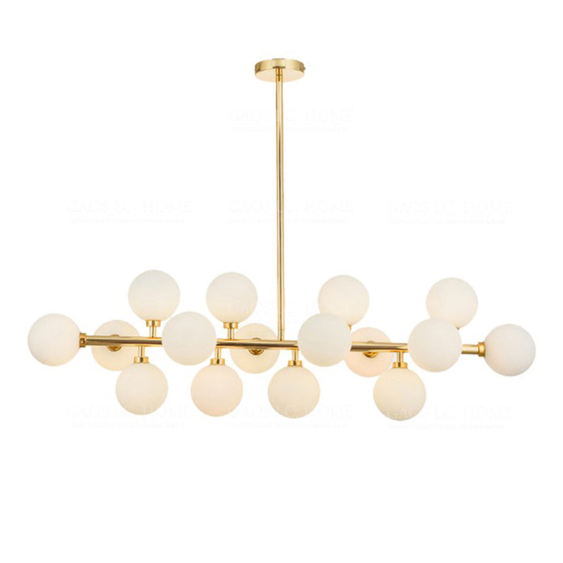 Globe Island Chandelier Lights Modern White Glass Pendant Lighting for Restaurant