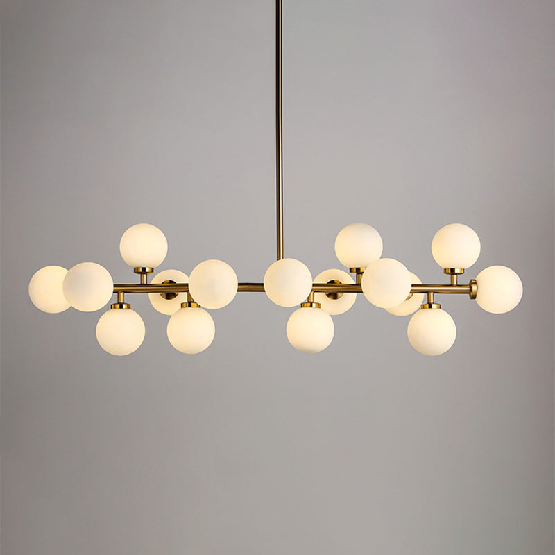 Globe Island Chandelier Lights Modern White Glass Pendant Lighting for Restaurant