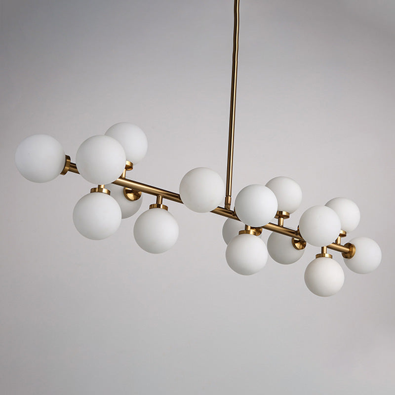 Globe Island Chandelier Lights Modern White Glass Pendant Lighting for Restaurant