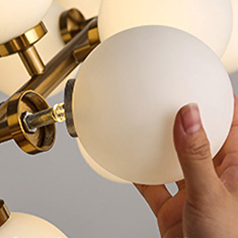 Globe Island Chandelier Lights Modern White Glass Pendant Lighting for Restaurant