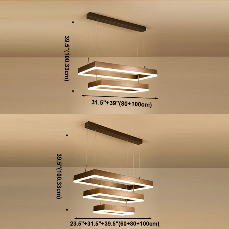 Brown Aluminum Chandelier Lighting Fixture Modern Clusters Pendant for Living Room