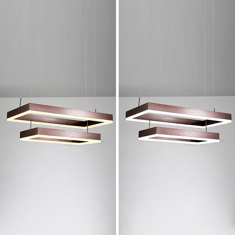 Brown Aluminum Chandelier Lighting Fixture Modern Clusters Pendant for Living Room