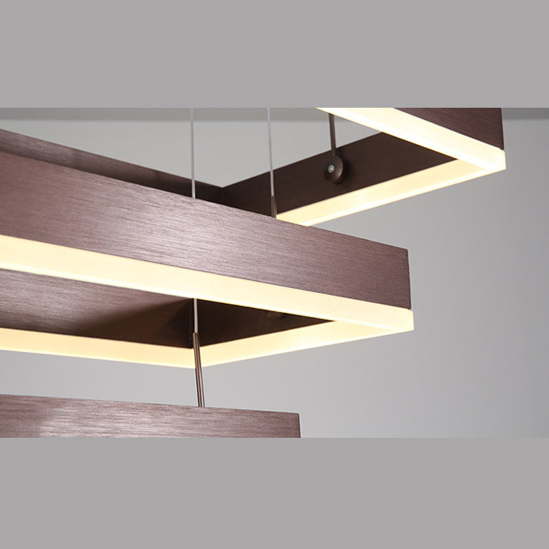 Brown Aluminum Chandelier Lighting Fixture Modern Clusters Pendant for Living Room