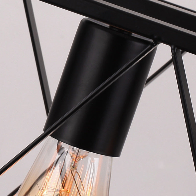 Rettangle Island Lampadella luci industriali di illuminazione del lampadario in metallo per tavolo da pranzo