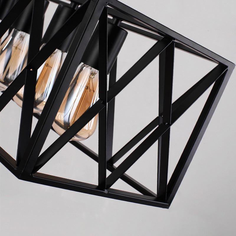 Rettangle Island Lampadella luci industriali di illuminazione del lampadario in metallo per tavolo da pranzo