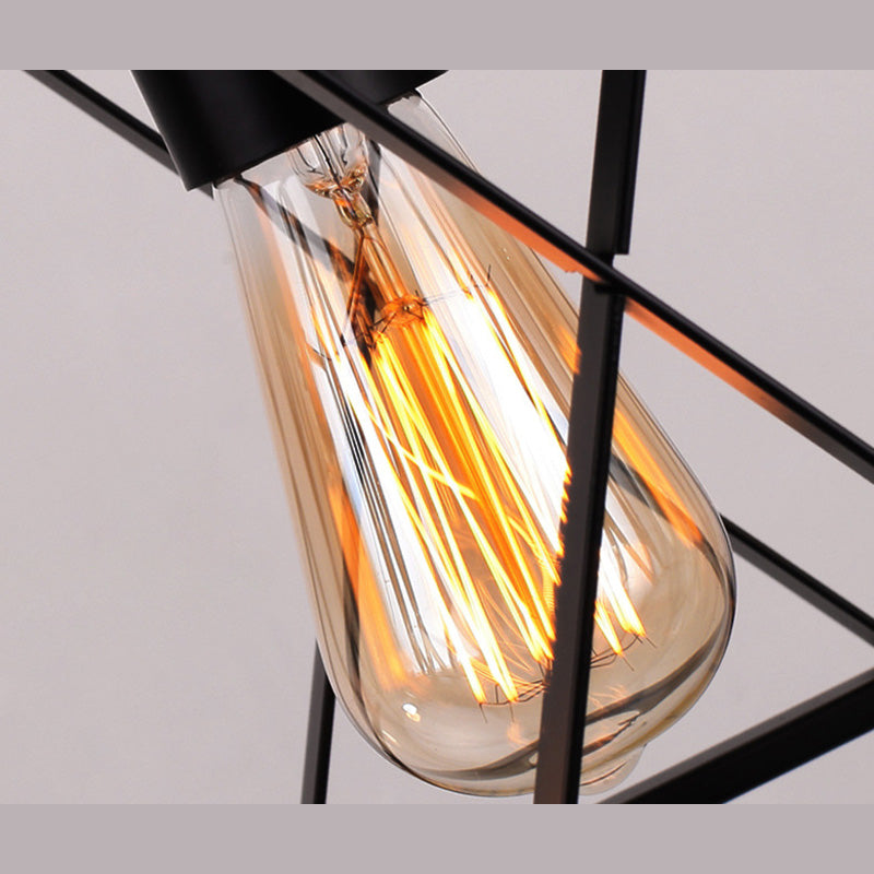 Rettangle Island Lampadella luci industriali di illuminazione del lampadario in metallo per tavolo da pranzo