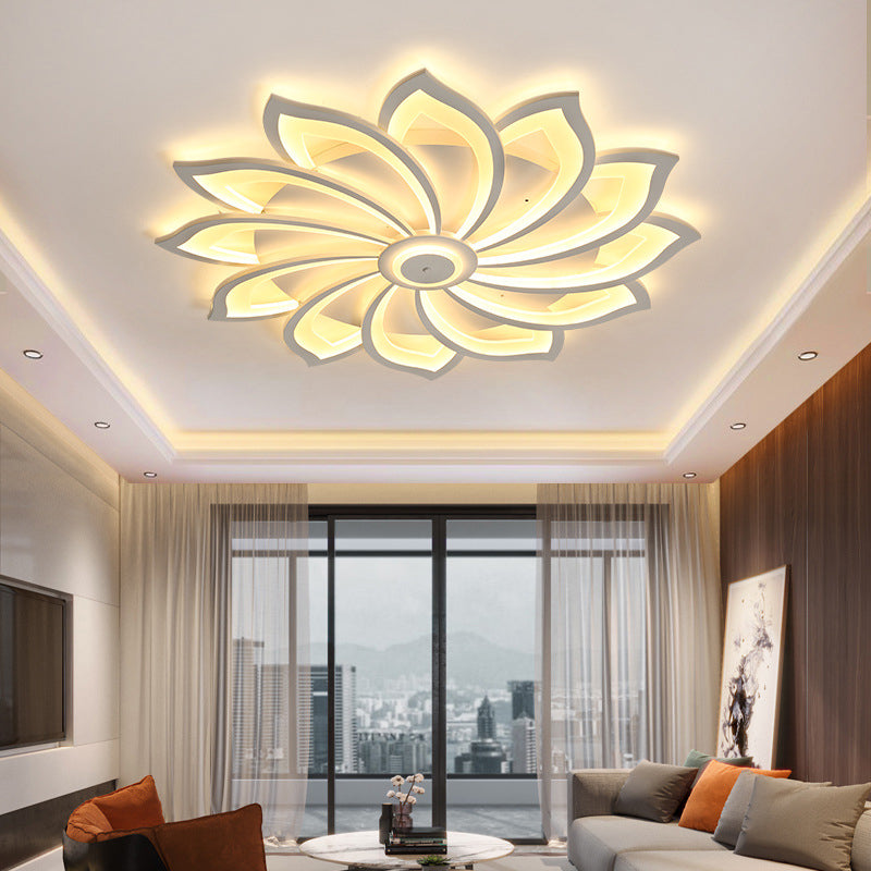 Flower Semi Flush Mount Light Fixture Simplicity Acrylic Ceiling Mount Chandelier for Bedroom