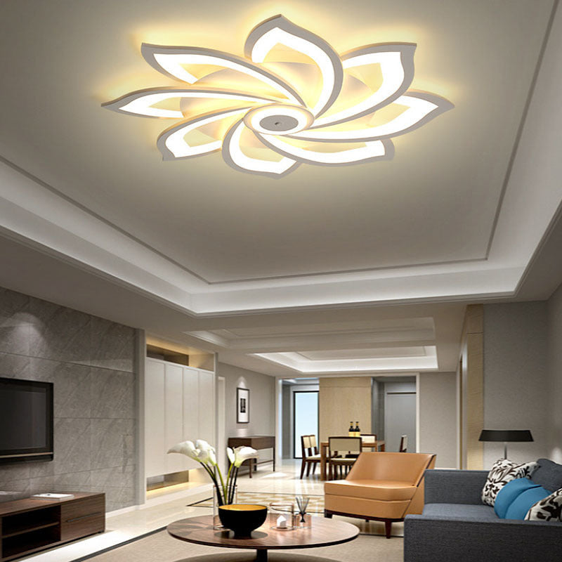 Flower Semi Flush Mount Light Fixture Simplicity Acrylic Ceiling Mount Chandelier for Bedroom