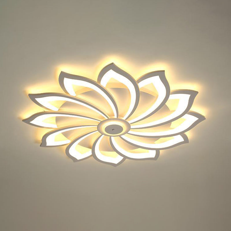 Flower Semi Flush Mount Light Fixture Simplicity Acrylic Ceiling Mount Chandelier for Bedroom