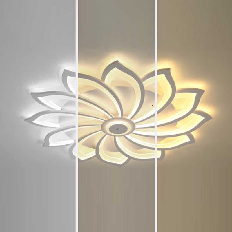 Flower Semi Flush Mount Light Fixture Simplicity Acrylic Ceiling Mount Chandelier for Bedroom