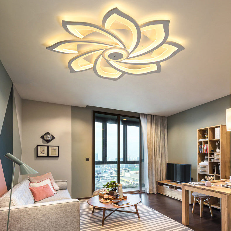 Flower Semi Flush Mount Light Fixture Simplicity Acrylic Ceiling Mount Chandelier for Bedroom