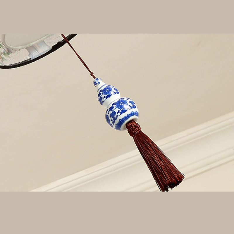 Quadratisch/Rund Flush Mount Licht Stoff Schatten Chinesische Stil Bündig Deckenleuchte