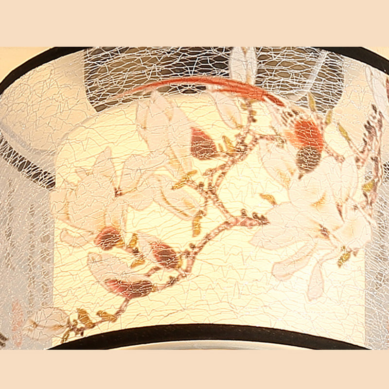 Quadratisch/Rund Flush Mount Licht Stoff Schatten Chinesische Stil Bündig Deckenleuchte