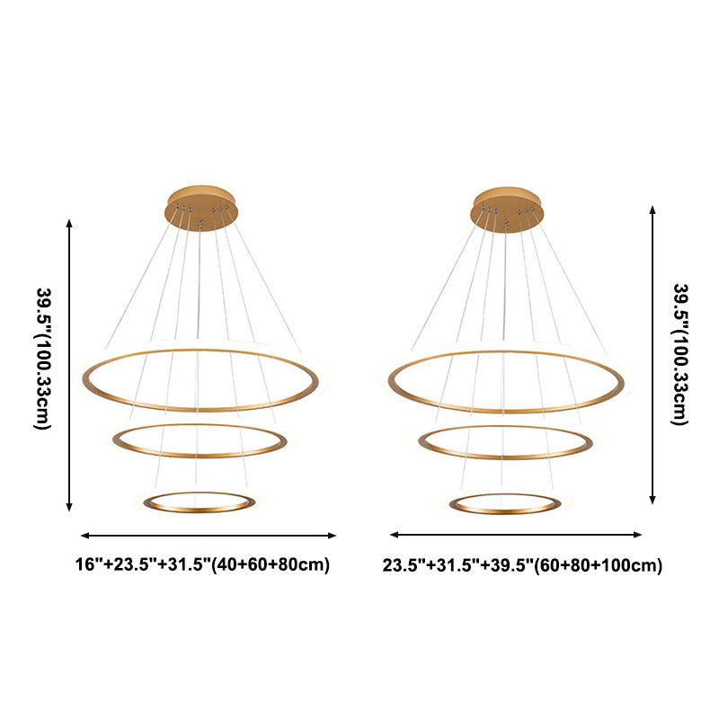 Éclairage de lustre à trois niveaux en or métal