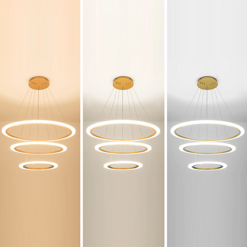 Éclairage de lustre à trois niveaux en or métal