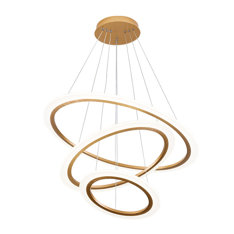 Éclairage de lustre à trois niveaux en or métal