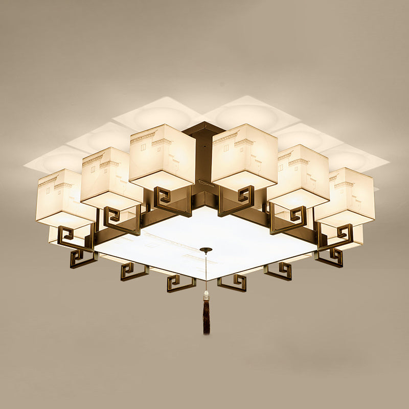 4/6/10/12 Bulbes Tissu massif Tissu en chinois Lubrile de style chinois Fixation du plafond