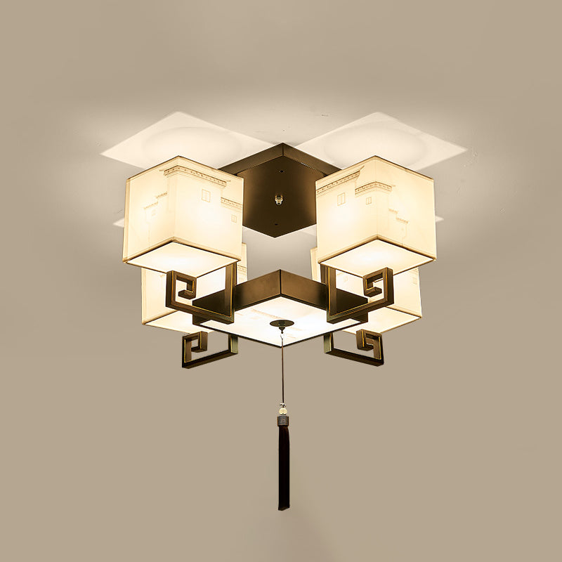 4/6/10/12 Bulbes Tissu massif Tissu en chinois Lubrile de style chinois Fixation du plafond