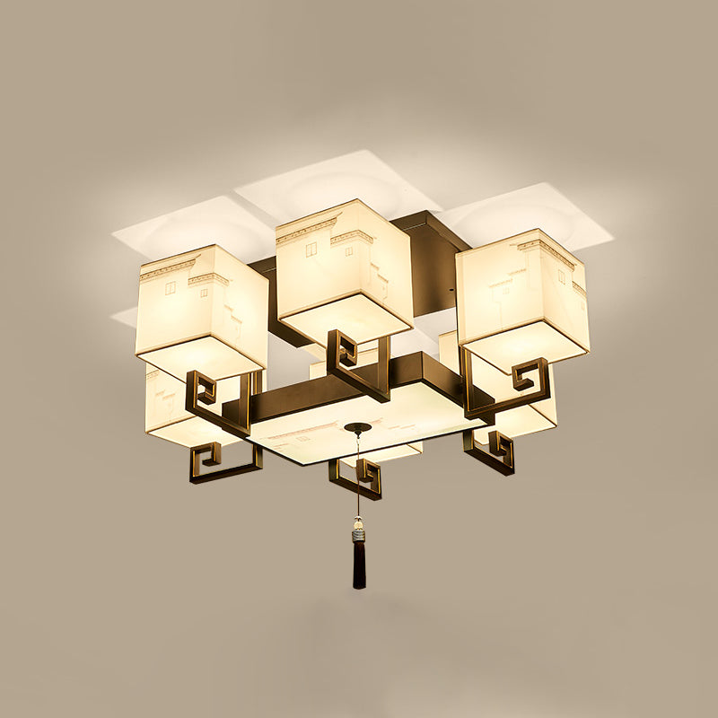 4/6/10/12 Bulbes Tissu massif Tissu en chinois Lubrile de style chinois Fixation du plafond