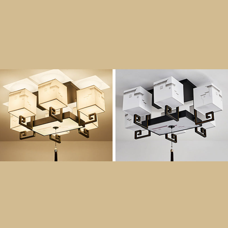 4/6/10/12 Bulbes Tissu massif Tissu en chinois Lubrile de style chinois Fixation du plafond