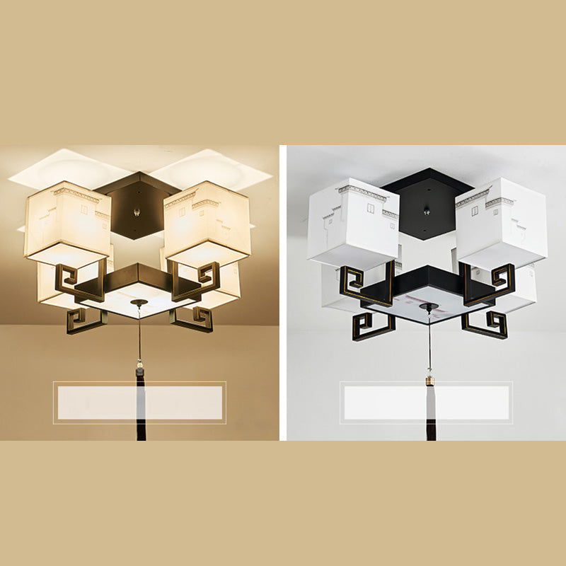 4/6/10/12 Bulbes Tissu massif Tissu en chinois Lubrile de style chinois Fixation du plafond