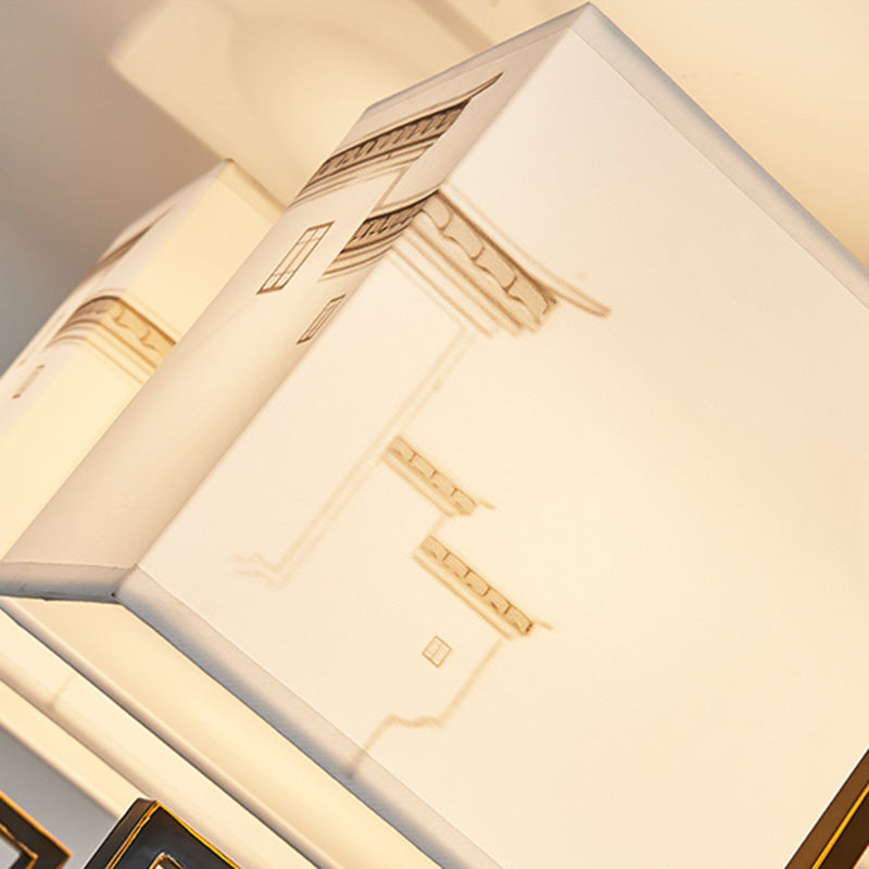 4/6/10/12 Bulbes Tissu massif Tissu en chinois Lubrile de style chinois Fixation du plafond