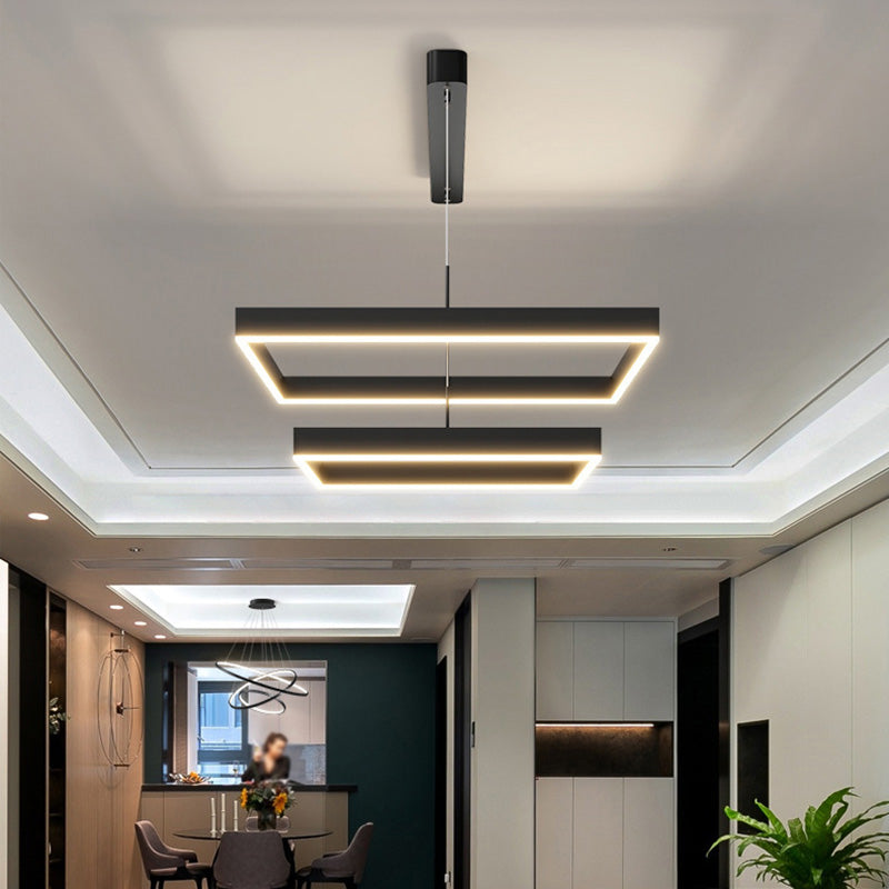 Luz de lámparas de lámparas de araña cuadradas de dos niveles simples de dos niveles