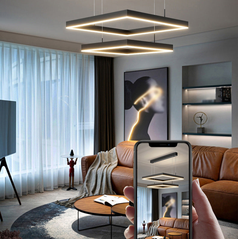 Luz de lámparas de lámparas de araña cuadradas de dos niveles simples de dos niveles