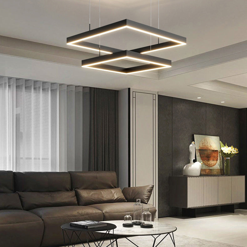 Luz de lámparas de lámparas de araña cuadradas de dos niveles simples de dos niveles