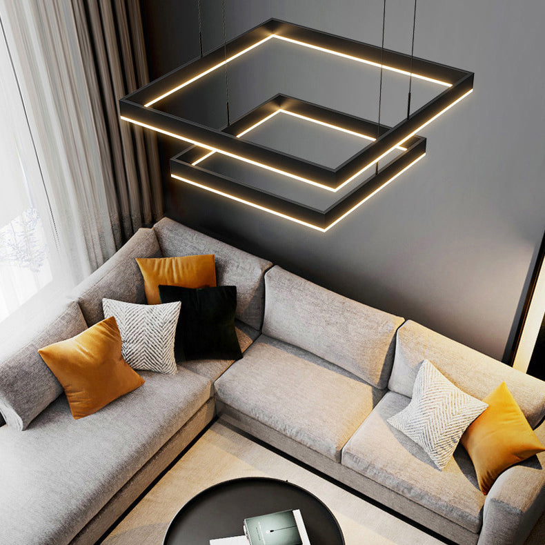 Luz de lámparas de lámparas de araña cuadradas de dos niveles simples de dos niveles