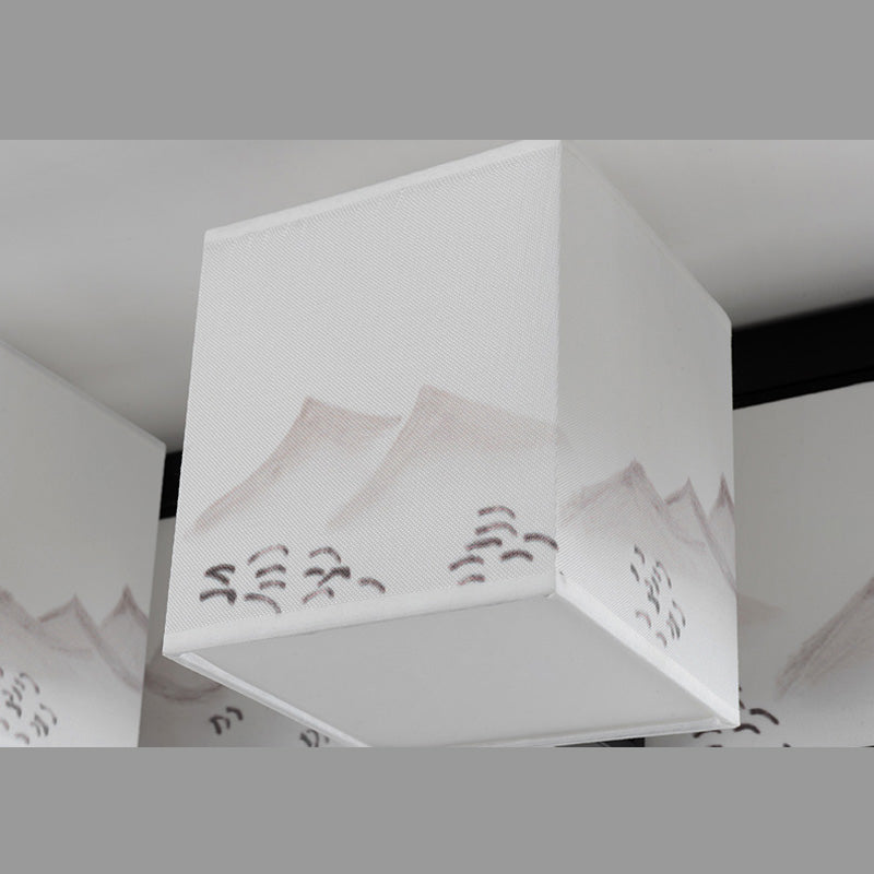 Plafonnier encastré d'intérieur en tissu, 4/6/8/10 lumières, luminaire de style chinois