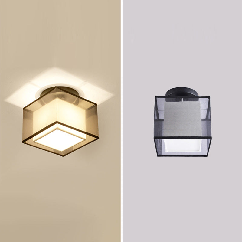 Single Head Flush Lamp Chinese Stijl Stof Flush Plafond Licht voor woonkamer