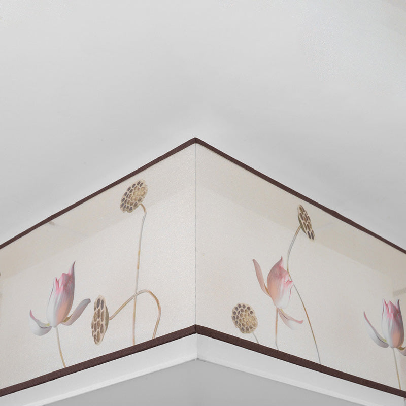 16" Wide 4 Lights Flush Mount Traditional Fabric Flush Ceiling Light in White for Bedroom