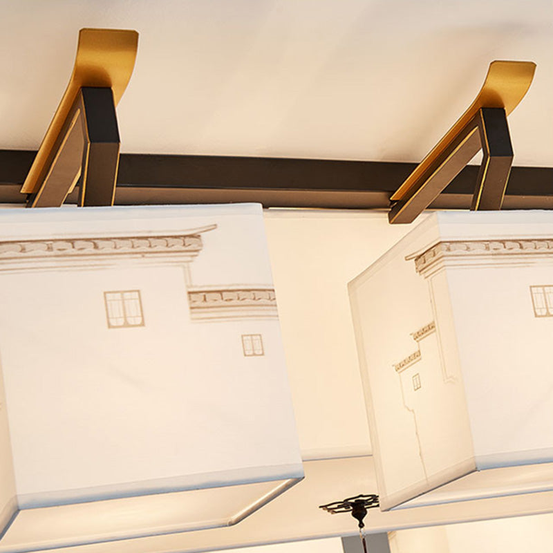 Chinese Style Fabric Flush Ceiling Light 5 Size for Optional Flush Light for Living Room