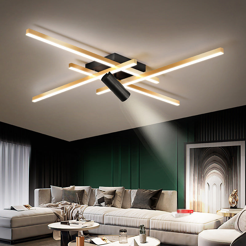 Modern Gold Semi Flush Ceiling Spotlight LED Track Light Fixture for Dinning Room