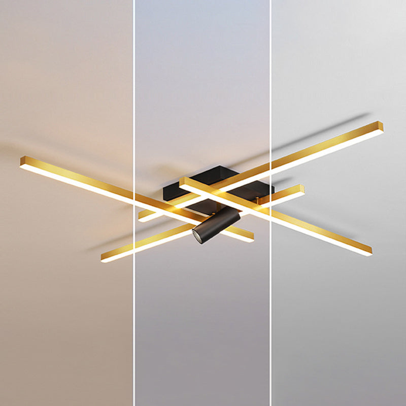 Modern Gold Semi Flush Ceiling Spotlight LED Track Light Fixture for Dinning Room