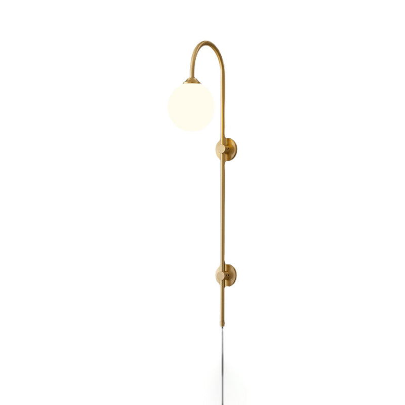 Bola Bedside Pared Lámpara colgante de vidrio 1 Cabeza Minimalista Montaje de pared Luz de luz en oro