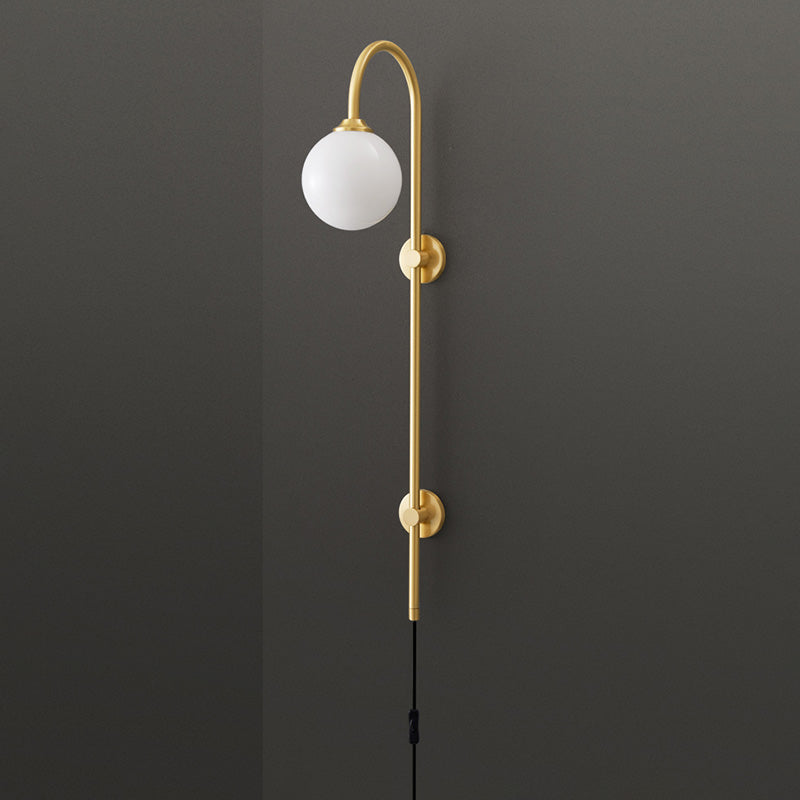 Bola Bedside Pared Lámpara colgante de vidrio 1 Cabeza Minimalista Montaje de pared Luz de luz en oro