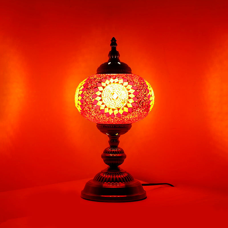 Lampada da comodino per camera da letto torre in vetro colorato mediterraneo 1 lampadina rossa/blu/gialla e blu