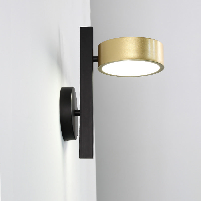 Lámpara de apliques de pared redonda posmoderna lámpara de pared LED metálica en dorado negro