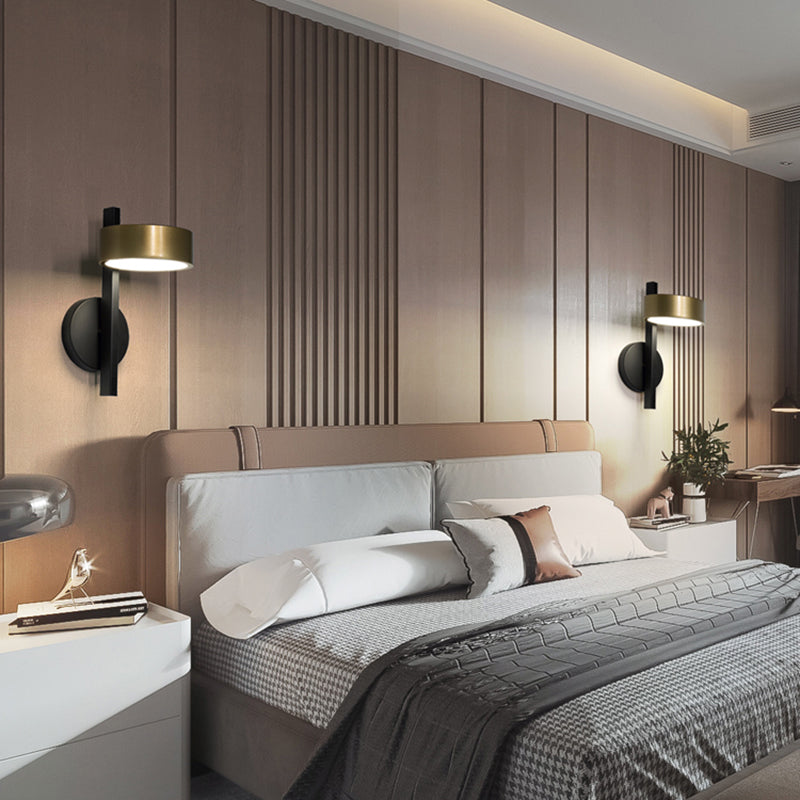 Lámpara de apliques de pared redonda posmoderna lámpara de pared LED metálica en dorado negro