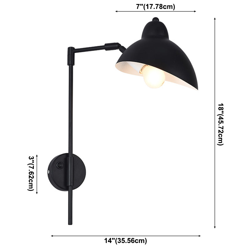 Black Duckbill Reading Wall Lamp Vintage Metal 1 Bulb Bedroom Wall Light