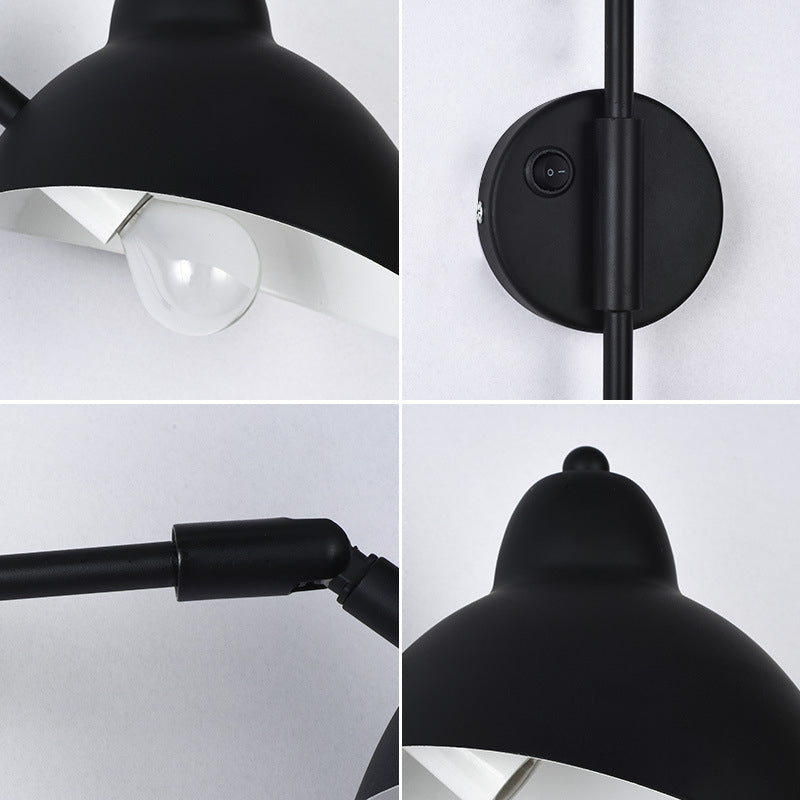 Black Duckbill Reading Wall Lamp Vintage Metal 1 Bulb Bedroom Wall Light