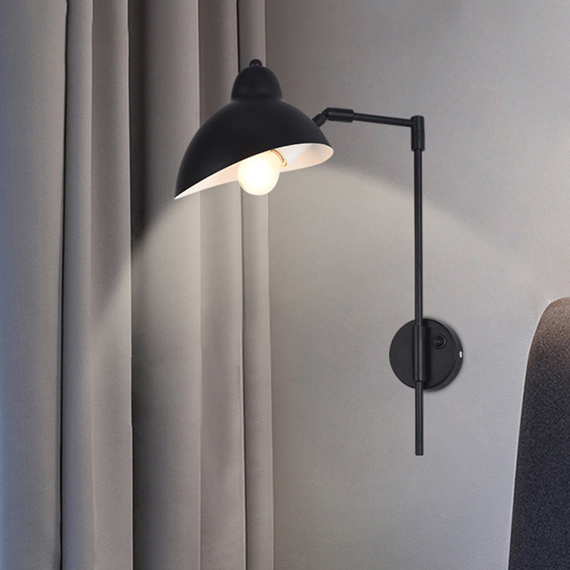 Black Duckbill Reading Wall Lamp Vintage Metal 1 Bulb Bedroom Wall Light