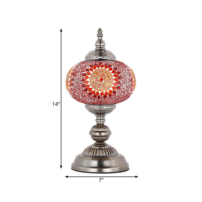 Lampada da comodino per camera da letto torre in vetro colorato mediterraneo 1 lampadina rossa/blu/gialla e blu